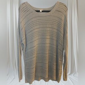 J. Jill Grey Open Weave Long Sleeve Sweater, Women’s Large